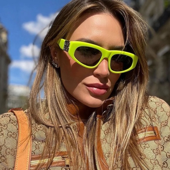 NEW BALENCIAGA BB0095S 007 GEOMETRIC YELLOW GREY WOMEN SUNGLASSES BALENCIAGA - Picture 6 of 13